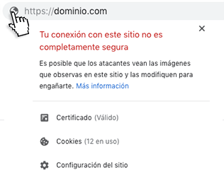 tu sitio web no es completamente seguro